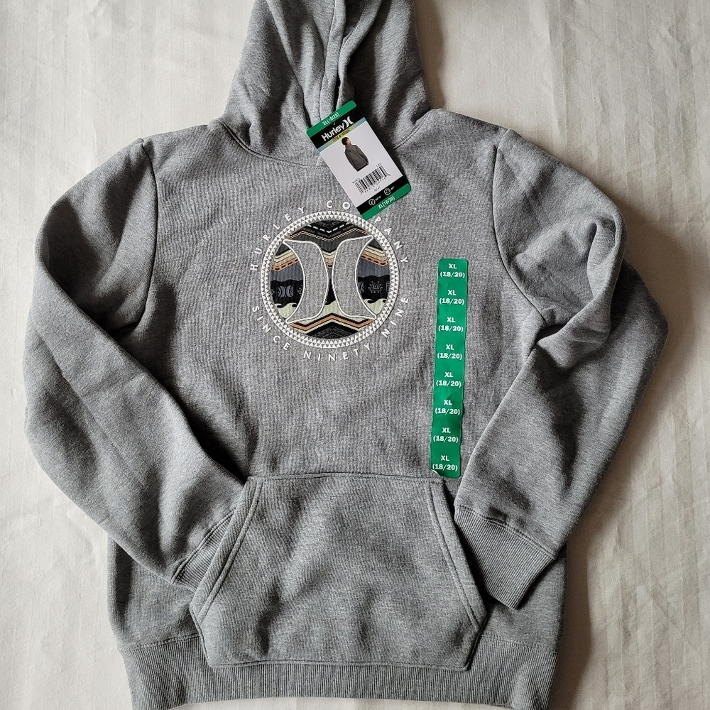 Hurley Youth's Gray Hoodie Sweater Size XL - 18/20